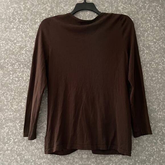 Coldwater Creek Brown Silk Blend Gathered Cardigan Sweater - Size Large (14-16) - Picture 6 of 6